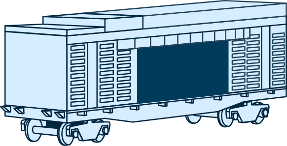 Four-axle covered wagon with connecting gangway and broadened doorways